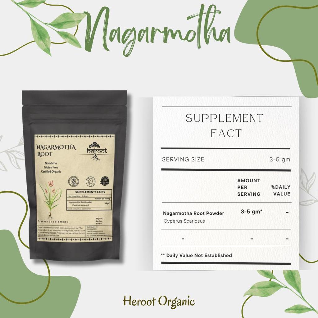 Organic Nagarmotha Root Powder 50gm Weight Loss, Skin & Hair Care, Digestion