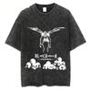 Classic Anime Death Note Graphic Washed Oversized Tshirts Women Men Heavyweight Cotton Streetwear Short Sleeved Female Male Tee