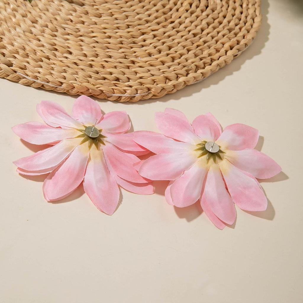 Сладкие Милые Преувеличенные Имитационные Многослойные Полиэстеровые Серьги-Цветы, Подходящие для Женского Пляжного Отпуска, Подарки для Пляжной Вечеринки