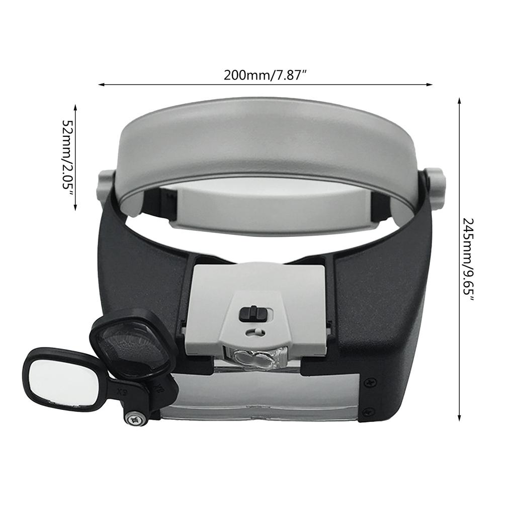 Head Mounted Binocular-Eyewear Loupe-Magnifier with 2 LED Illuminated-Headband Magnifying Glass for Jewelry Watch Repair