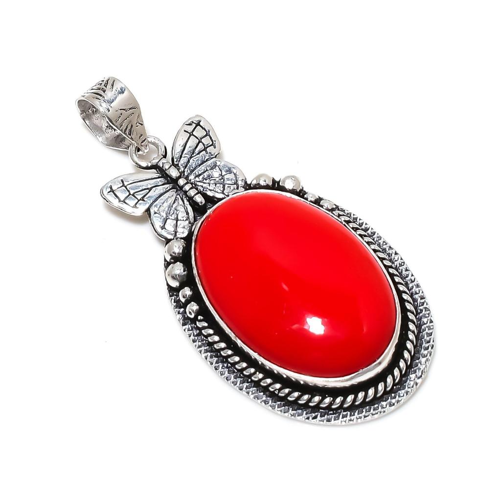 Серебряный кулон с натуральным красным кораллом из стерлингового серебра 925 пробы — дизайн в виде бабочки ручной работы, повседневные украшения, уникальный кулон в подарок на День отца