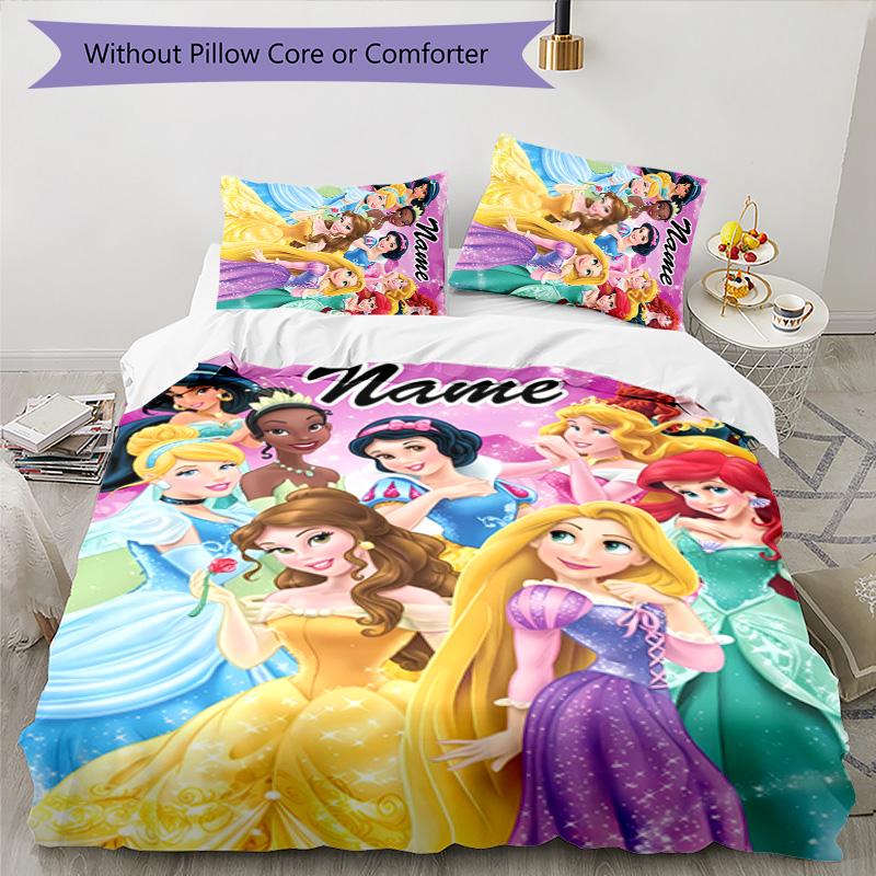 3pcs Princess1 Cover Set - Personalized Name, HD Printed Bedding with 1 Cover and 2 Pillowcases - Perfect for Home Decor, Easy Care