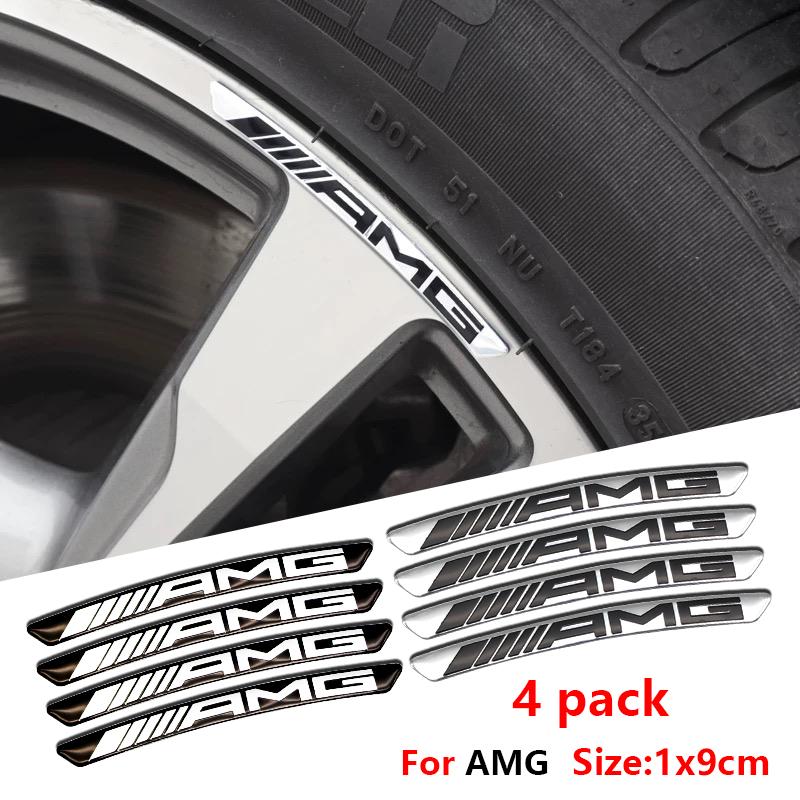 Aluminum Metal Car Wheel Hub Rim Sticker Emblem Badge For Mercedes Benz E C G M R S Class W204 W212 GLC AMG 4MATIC Accessories pp1