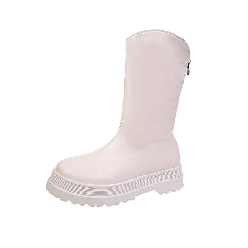 Женские сапоги уличной моды из искусственной кожи с молнией сзади на платформе, массивные ботинки, женские удобные прогулочные туфли