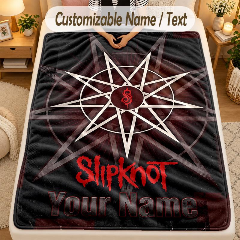 Фланелевое одеялоSlipknot Имя Текст Персонализированное Мягкое Теплое Плед Декор Дома Подарок