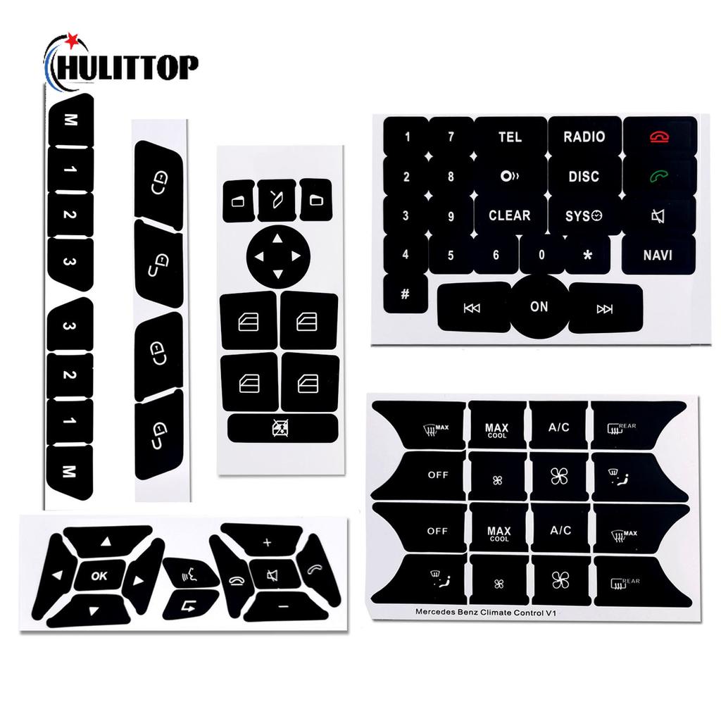 Наклейка для ремонта кнопок автомобиля, матовые черные наклейки для Mercedes Benz GLK350 C Class CLS C218 SLK W172 W204 W207 W212