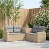 Sofa Set 5 pcs. Beige and Light Grey Poly Rattan and Steel