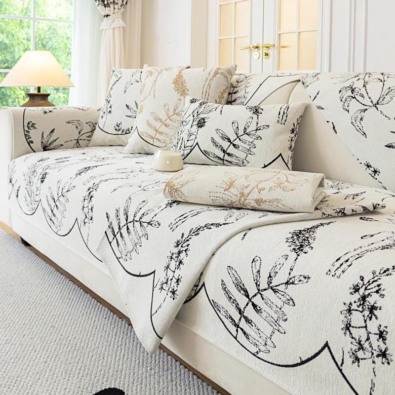 Французская подушка для дивана Универсальная для всех сезонов Новая нескользящая подушка для сиденья Улучшенное чувство Защита от царапин кошек Чехол для дивана Ткань Полотенце