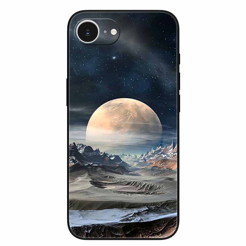 Black Phone Case Cover For Apple iPhone 16e Cases Printed TPU Soft Bumper Shell for iPhone16e 16e 2025 Protection Silicon Covers