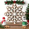 Wooden Snowflake Christmas Ornament Double-Layer 3D Design Hexagonal Shape Statue with Stable Base Table Decor