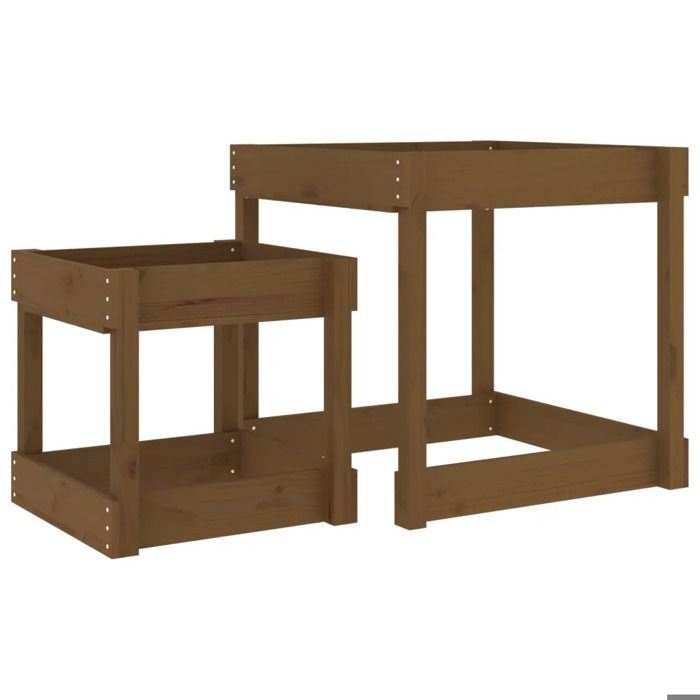 Sand Table - vidaXL - 2 Tables In Solid Pine Wood - Honey Brown - Outdoor - Children