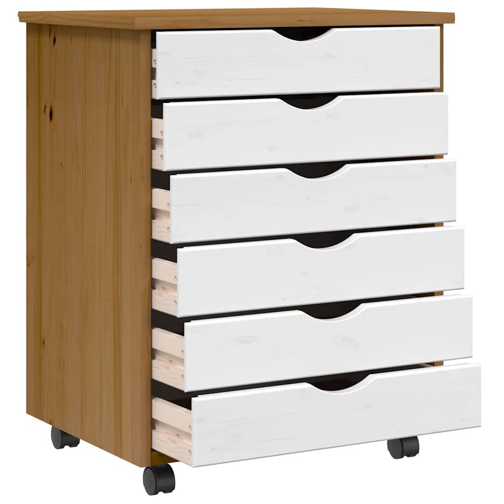 Mobile Drawer Cabinet MOSS Honey Brown Solid Pine Wood