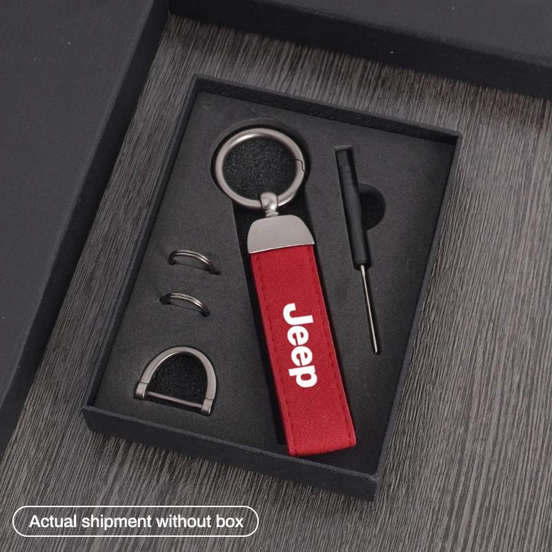 For Jeep Metal Leather Car Keychain Key Ring Accessories For Jeep Renegade Compass Grand Cherokee Wrangler jk Gladiator Patri