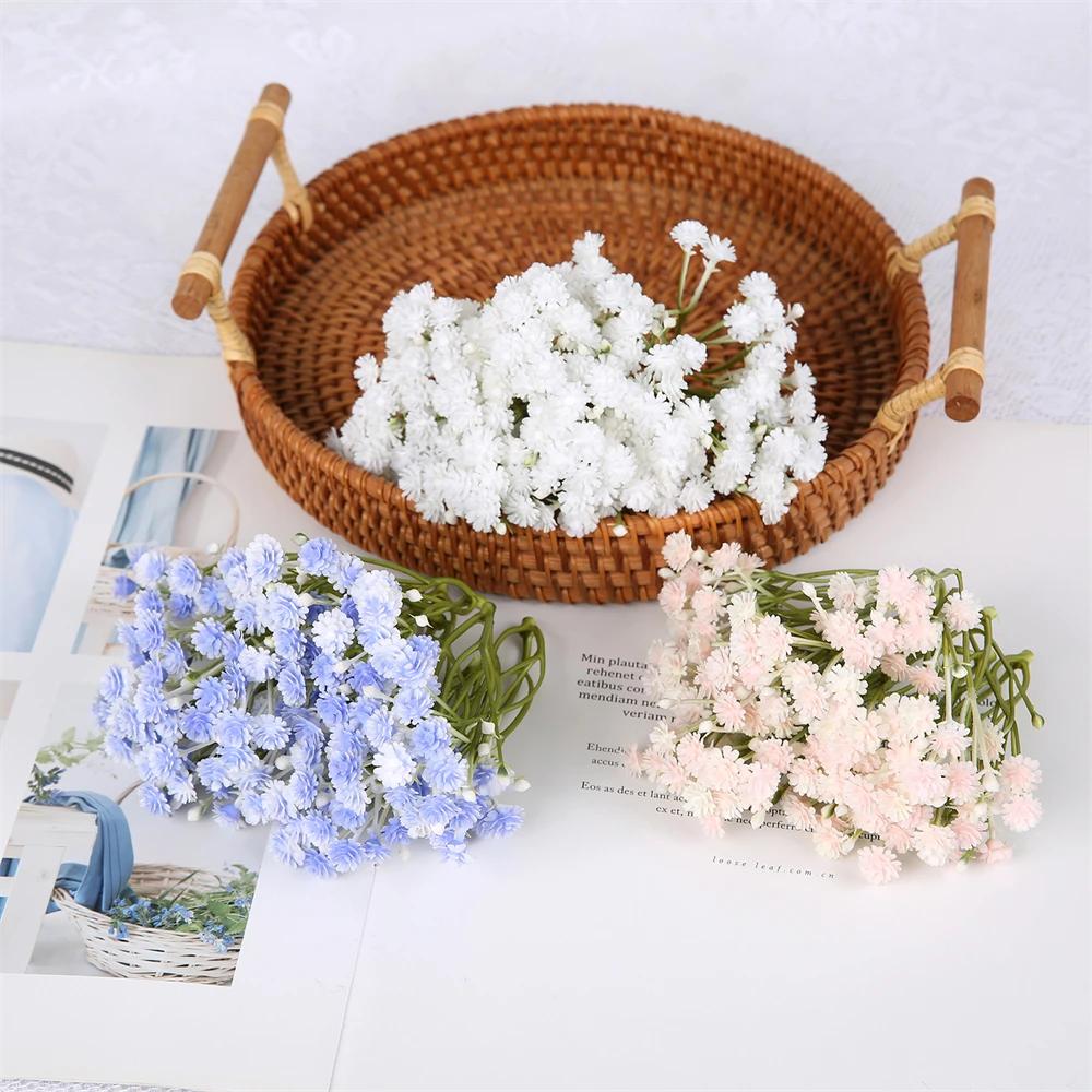 10PCS Plastic Artificial Baby's Breath Clusters Flowers Head Gypsophila Flowers DIY Wedding Bride Flower Crown Hair Accessories