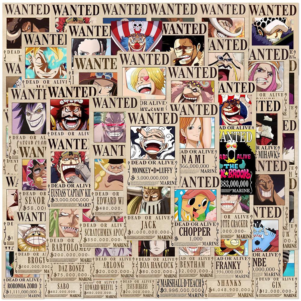 50/100 шт. Аниме-наклейки ONE PIECE Крутые мультяшные наклейки Детская игрушка Канцелярские принадлежности для DIY Чемодан Автомобиль Велосипед Водонепроницаемые Классические манга-наклейки