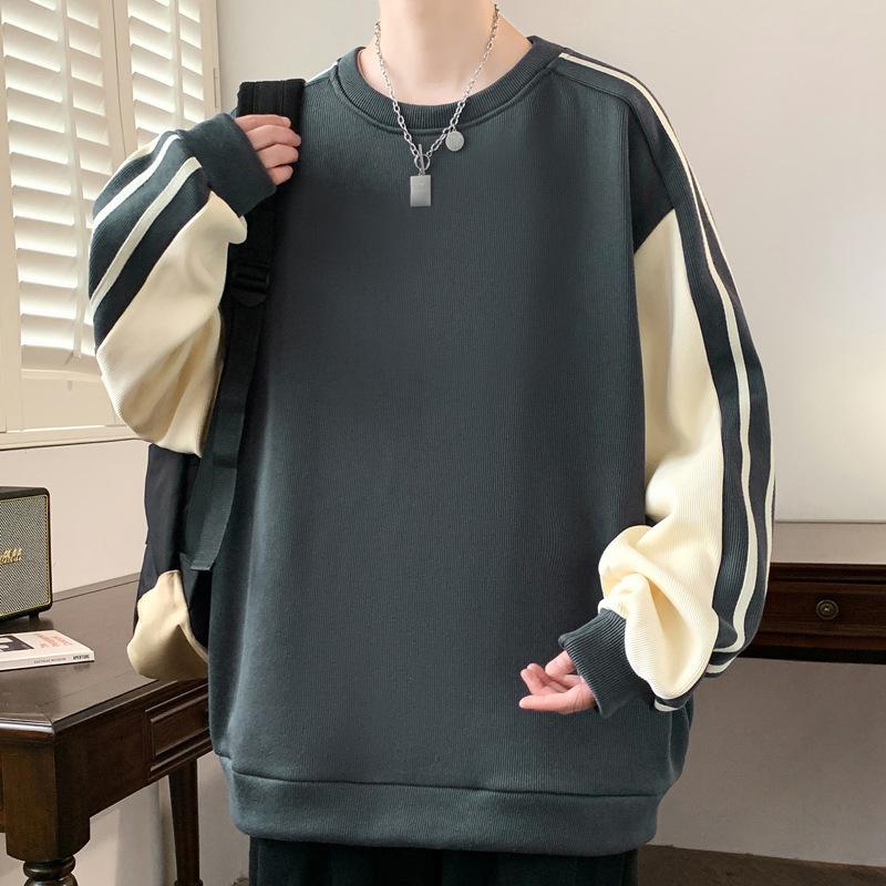 Осенний свитшот большого размера, мужской свободный с круглым вырезом, большого размера, плюс толстый топ, модная повседневная куртка