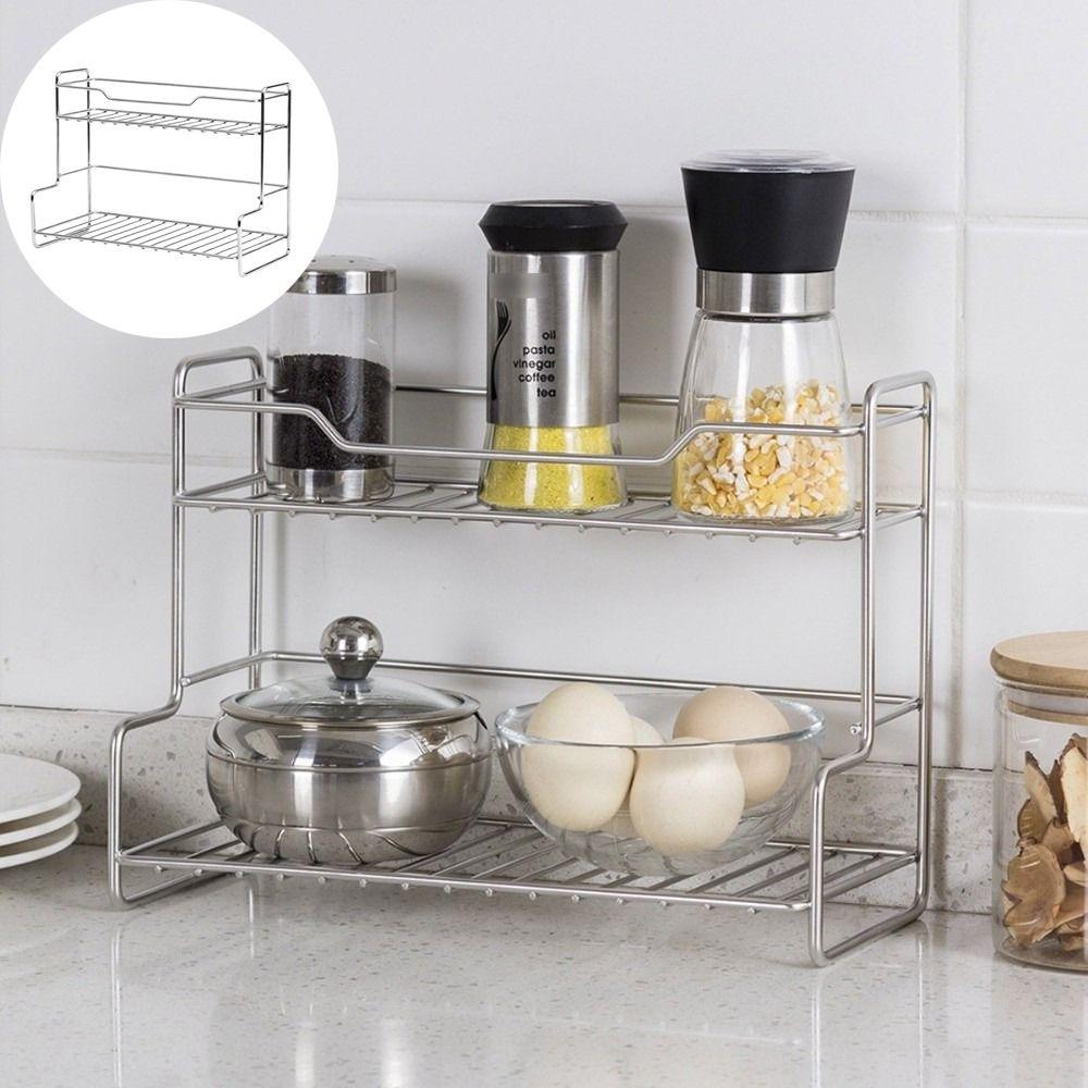 Versatile Kitchen Organizer Rack 2 Layer Spice Shelf New Storage Basket  Bathroom