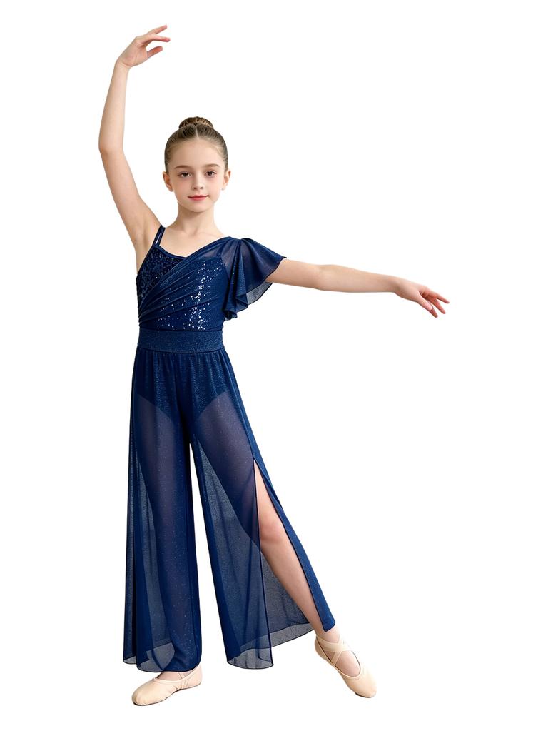 Girls Lyrical Dance Mesh Jumpsuit