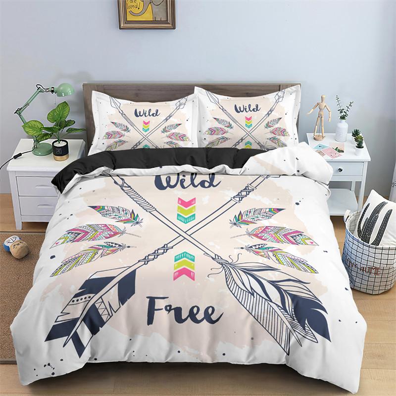 Dreamcatcher Duvet Cover Microfiber Feather Bedding Set Single Twin King For Girl Teen Adult Bedroom Geometric White Quilt Cover