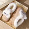 Women's Cute Bows Cotton Fluffy Shoes New Winter Warm Shoes Soft Plush Anti-slip Girls Outdoor Anti-slip Light Weight Slippers