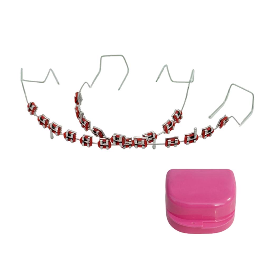 2 шт. Модные стоматологические накладные брекеты Металлические дуги Брекет Временное украшение зубов Ортодонтические лигатурные резинки для ежедневной защиты зубов