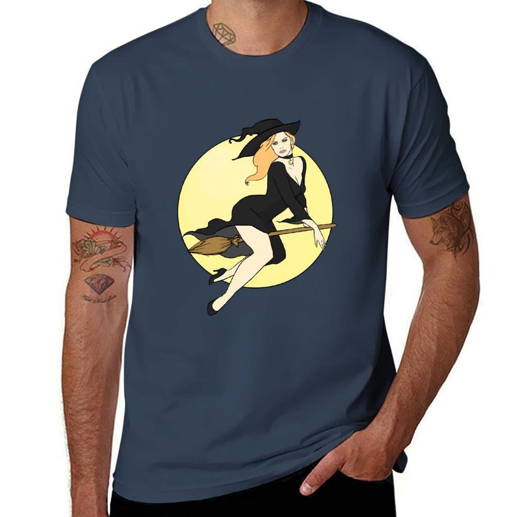 Witch Pinup Tshirt Light Athletic Short Sleeve Tee Shirt Tshirt