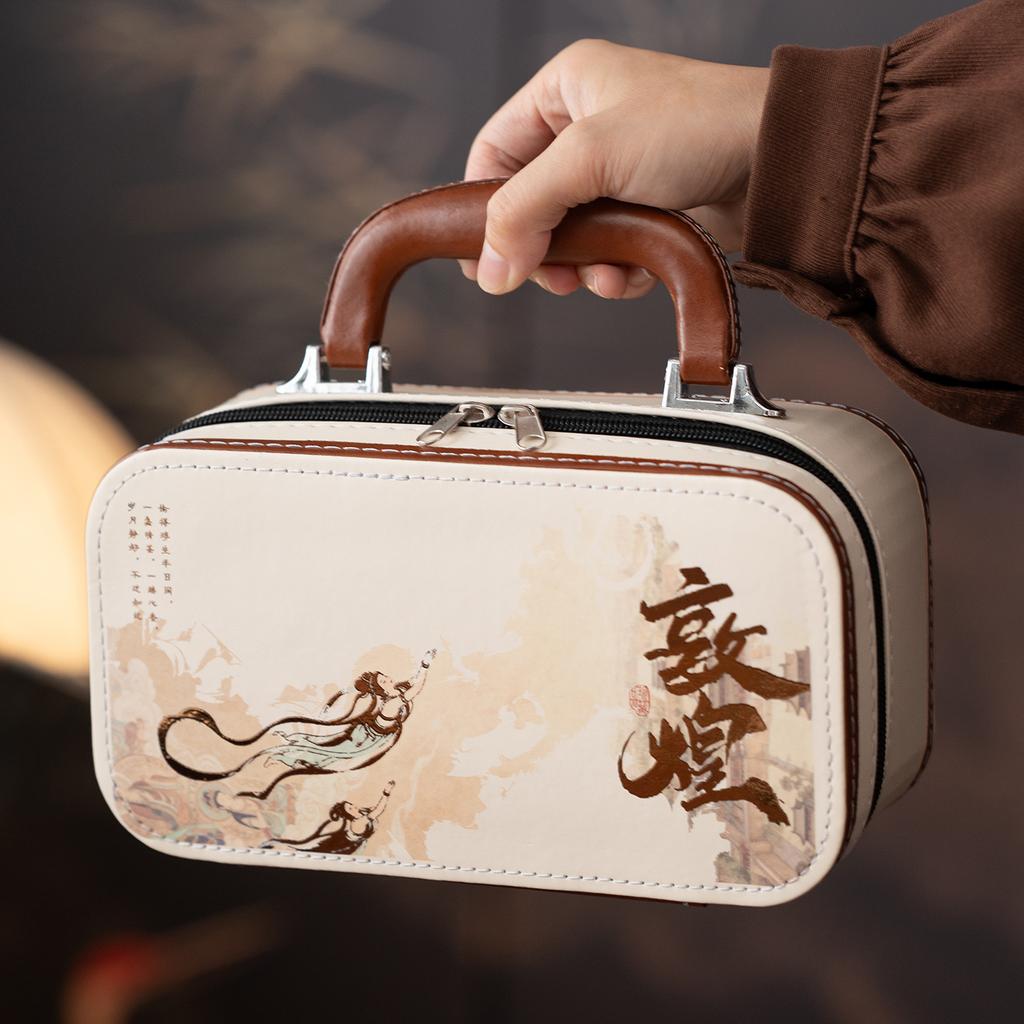 Dunhuang Ru Kiln Travel Tea Set Small Set Portable Outdoor Camping Ceramic Kuaike Cup One Pot Three Cups Event Gifts