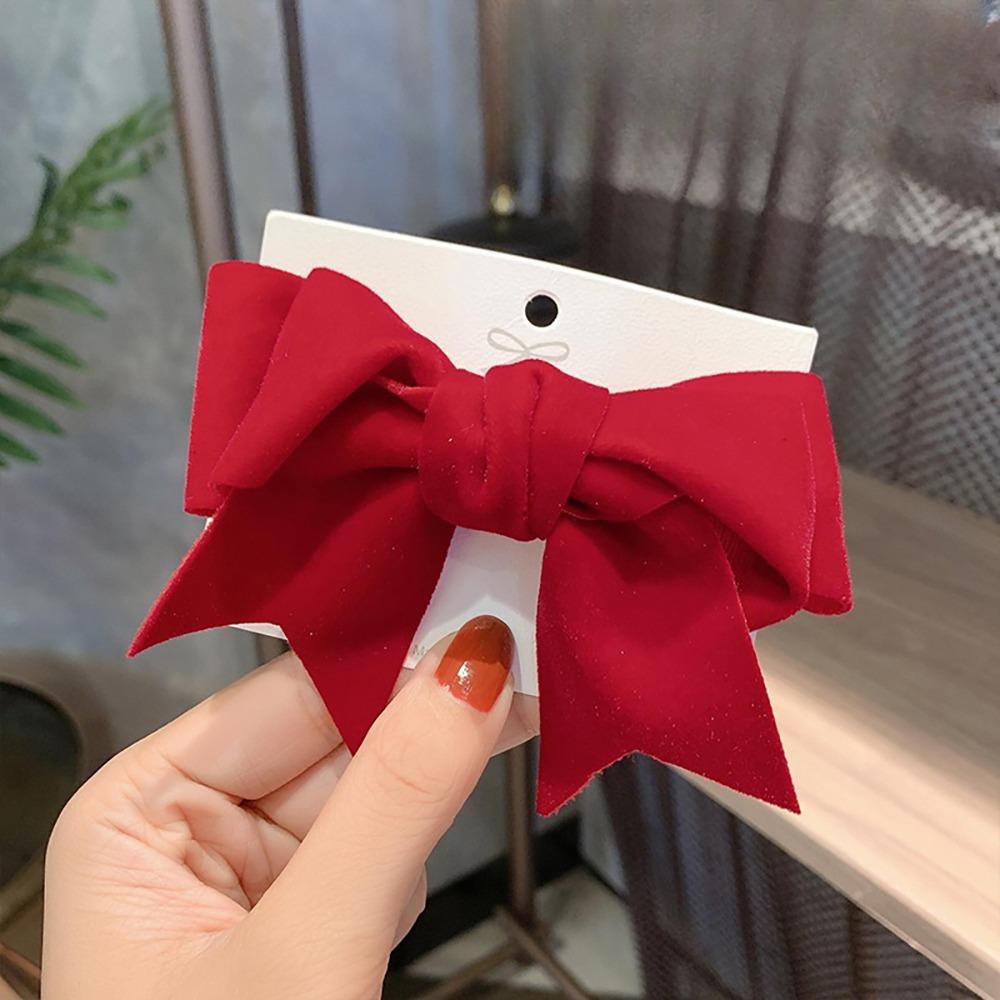 Headwear Red Bow Hair Clips Jewelry Tassels Pearl Barrettes Ribbon Hairpin Hair Styling Accessory