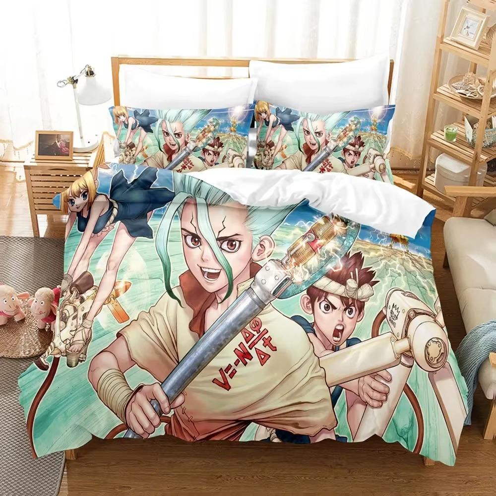 Fashion 3D Shi Ji Yuan Dr. Stone Bedding Sets Duvet Cover Set With Pillowcase Twin Full Queen King Bedclothes Bed Linen