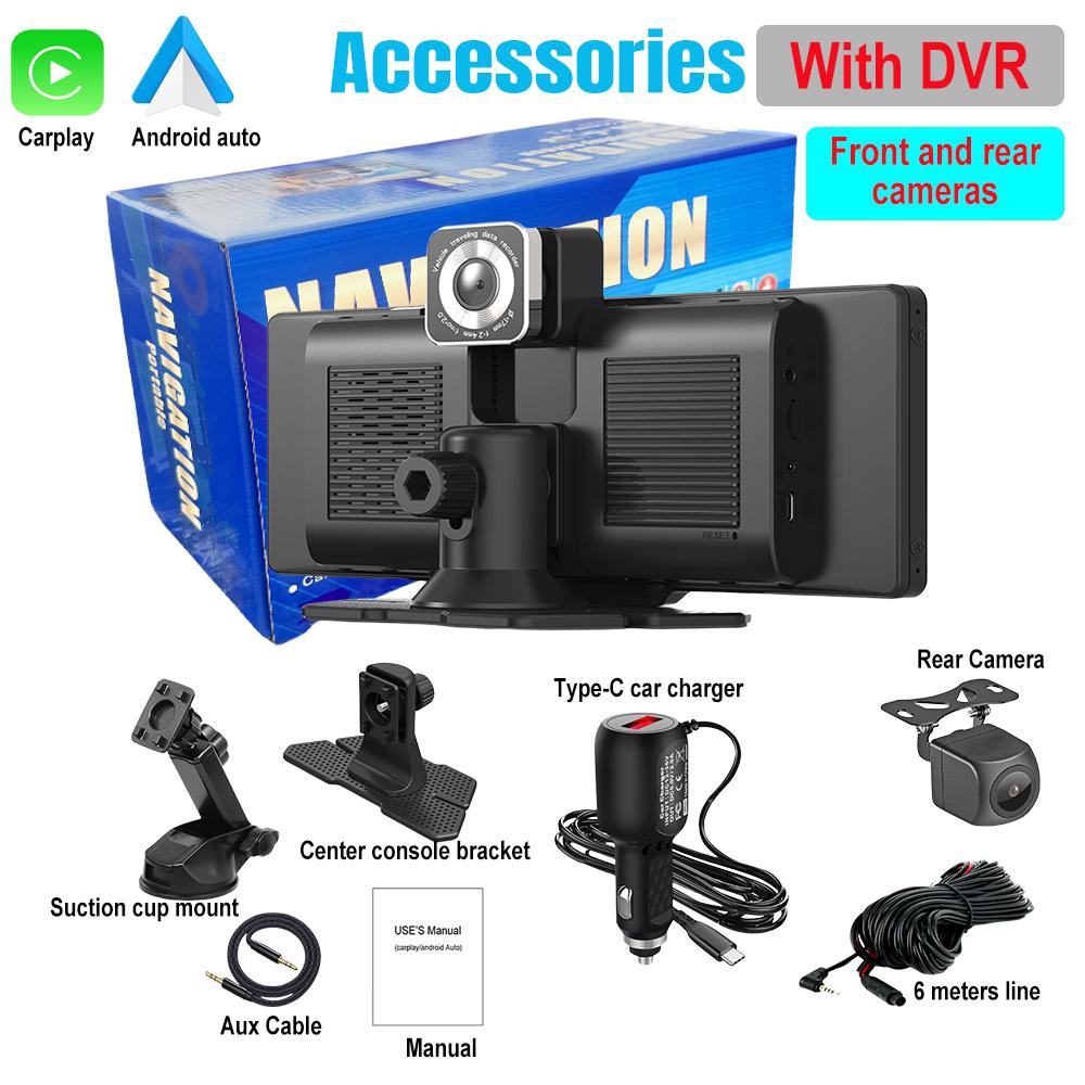 10,26-дюймовый видеорегистратор DVR Car Carplay android auto беспроводной видеорегистратор с двумя объективами BT FM AUX 64G OBD мониторинг парковки