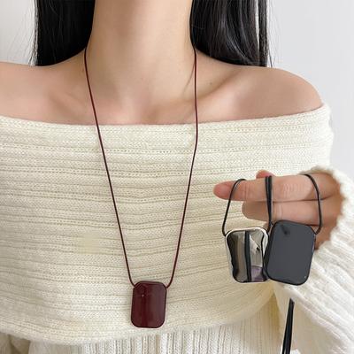 Металлическая квадратная подвеска на цепочке для женщин и девочек, простая длинная цепочка для свитера, модный аксессуар
