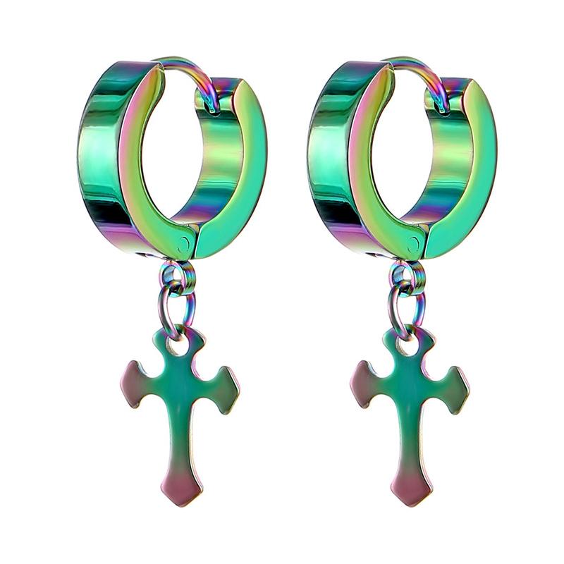 Женские и мужские серьги из нержавеющей стали, серьги-кольца в стиле панк с крестом, ювелирные аксессуары