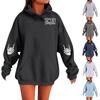 Women's Solid Color Long Sleeve Casual Halloween Print Pullover Hooded Sweatshirt