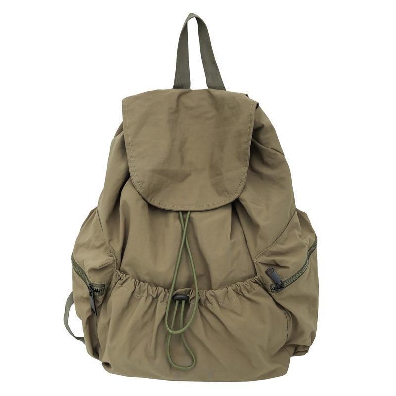 Pleated Drawstring Nylon Backpack Women's Niche Trend Large Capacity Flip School Bag Backpack for Girls school backpack