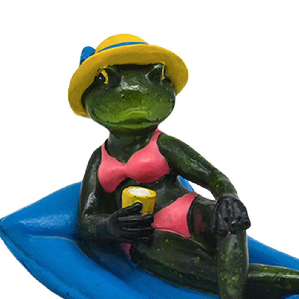 Смола Садовые Украшения Статуя Лягушки Плавающая на Воде с Украшением Лягушки Милая Фигурка Лягушки Статуи для Открытого Пруда Бассейна