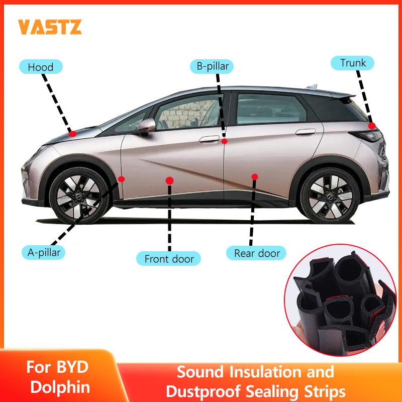 Sound Insulation Dustproof Sealing Strips For BYD Dolphin Rubber Hood Trunk Car Door A B Pillar Wear - Resistant Sealing Cotton Heat Shields 2