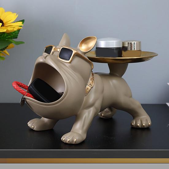 Фигурка собаки с большим ртом, подставка для хранения ключей, мультяшный щенок, статуэтка из смолы, ювелирные изделия, безделушка, контейнер для ключей, коробка, животное, настольное украшение, орнамент