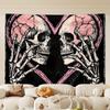 Розовый Череп Пара Гобелен Готический Романтический Принт Скелета Сердца для Спальни Общежития Декор Алтаря