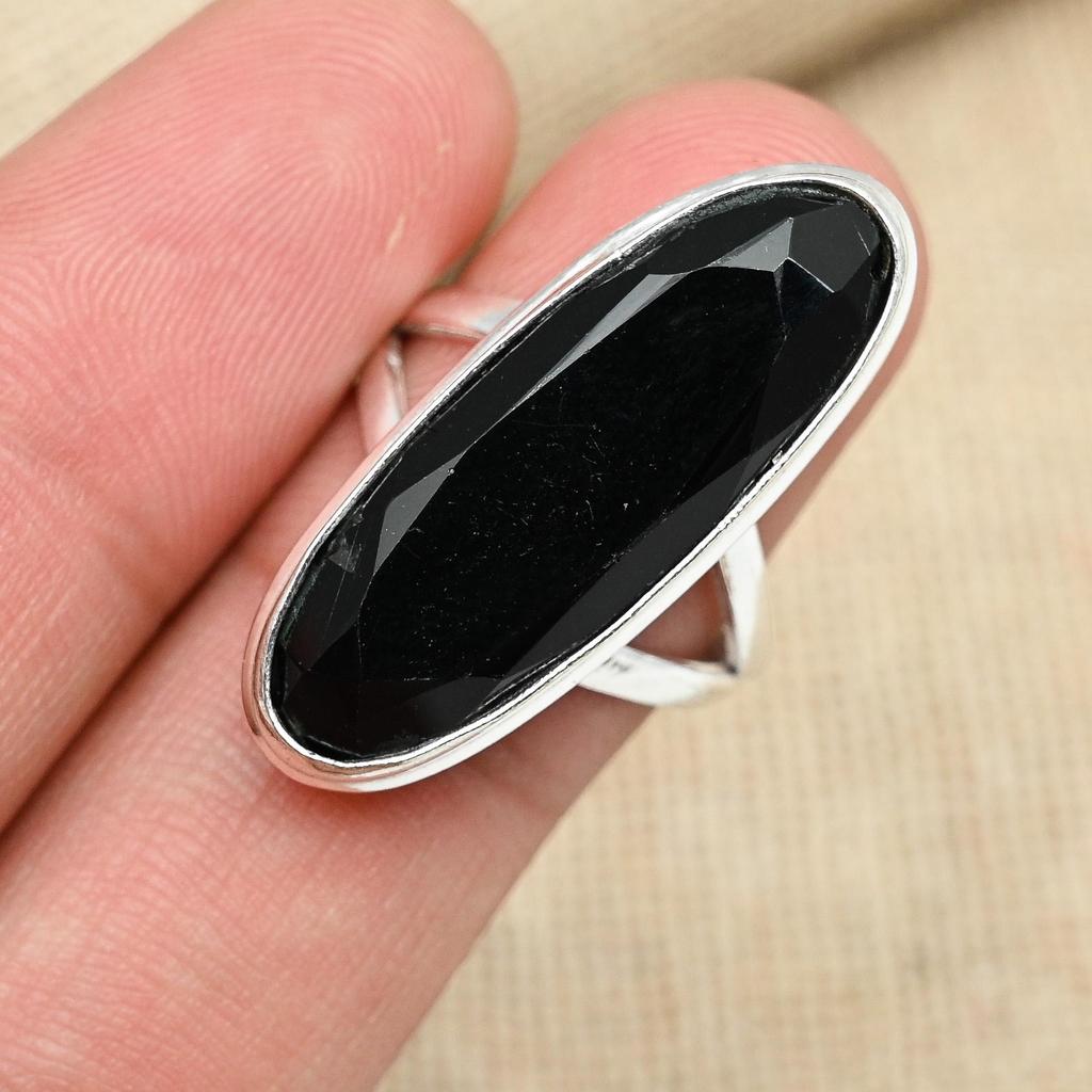 День Благодарения Черная шпинель Твердые стерлингового серебра 925 пробы Ювелирные изделия ручной работы с драгоценными камнями