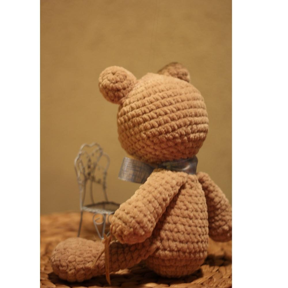 Вязаный крючком плюшевый мишка из хлопка амигуруми, мягкий бежевый