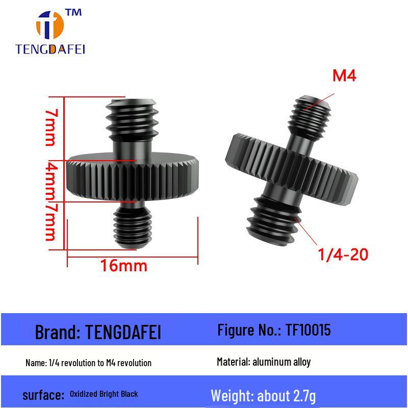 Reversible 1/4" Male To 3/8" Female Adapter for Camera Tripod Ball Head with M4-M8 Conversion Screws
