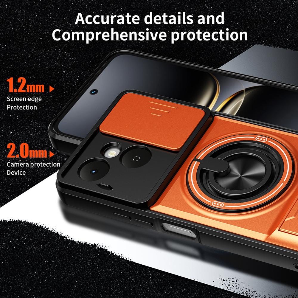 KEYSION Магнитный чехол для телефона TECNO Spark 40C 4G с защитой выдвижной камеры, вертикальной подставкой, кольцом 360° и ударопрочной задней крышкой