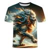 Летняя мужская свободная футболка больших размеров с 3D-принтом с изображением древнего мифического животного, персонализированная, модная, дышащая рубашка с короткими рукавами