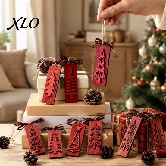 Rustic Holiday Hanging Decorations Wooden Christmas Tree Ornaments, Winter Farmhouse Decoration, Themed Home Xmas Pendant for Wreath Party Decor