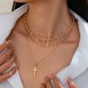 Stacked Cross Pendant Thin Chain Multi Layer Prayer Necklace  Jewelry Accessories