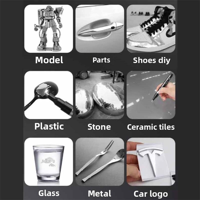 Металлический маркер с высоким глянцем, хром, для DIY моделей, поделок, зеркальный финиш, светоотражающий, эффект гальванического покрытия, металлический эффект, инструмент для письма