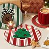 Christmas Style Coaster Heat-insulating Dining Table Mat Round Placemats Cup Pad Kitchen Accessories New Year Decoration 2026
