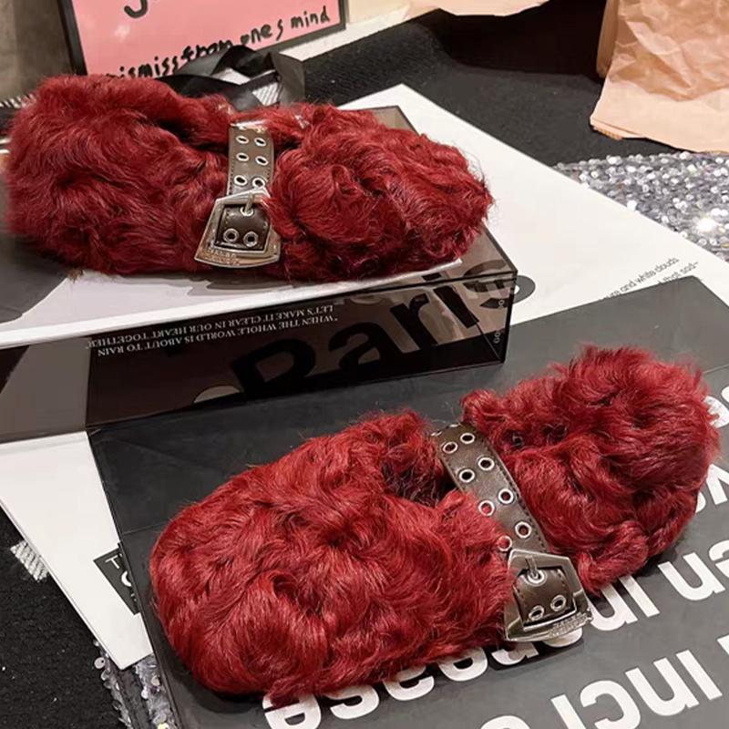 Модные меховые женские туфли на плоской подошве из хлопка Desigenr Shallow Warm Loafers Shoes Women 2025 Trend Fashion Casual Cozy Winter Muejr New Zapatos