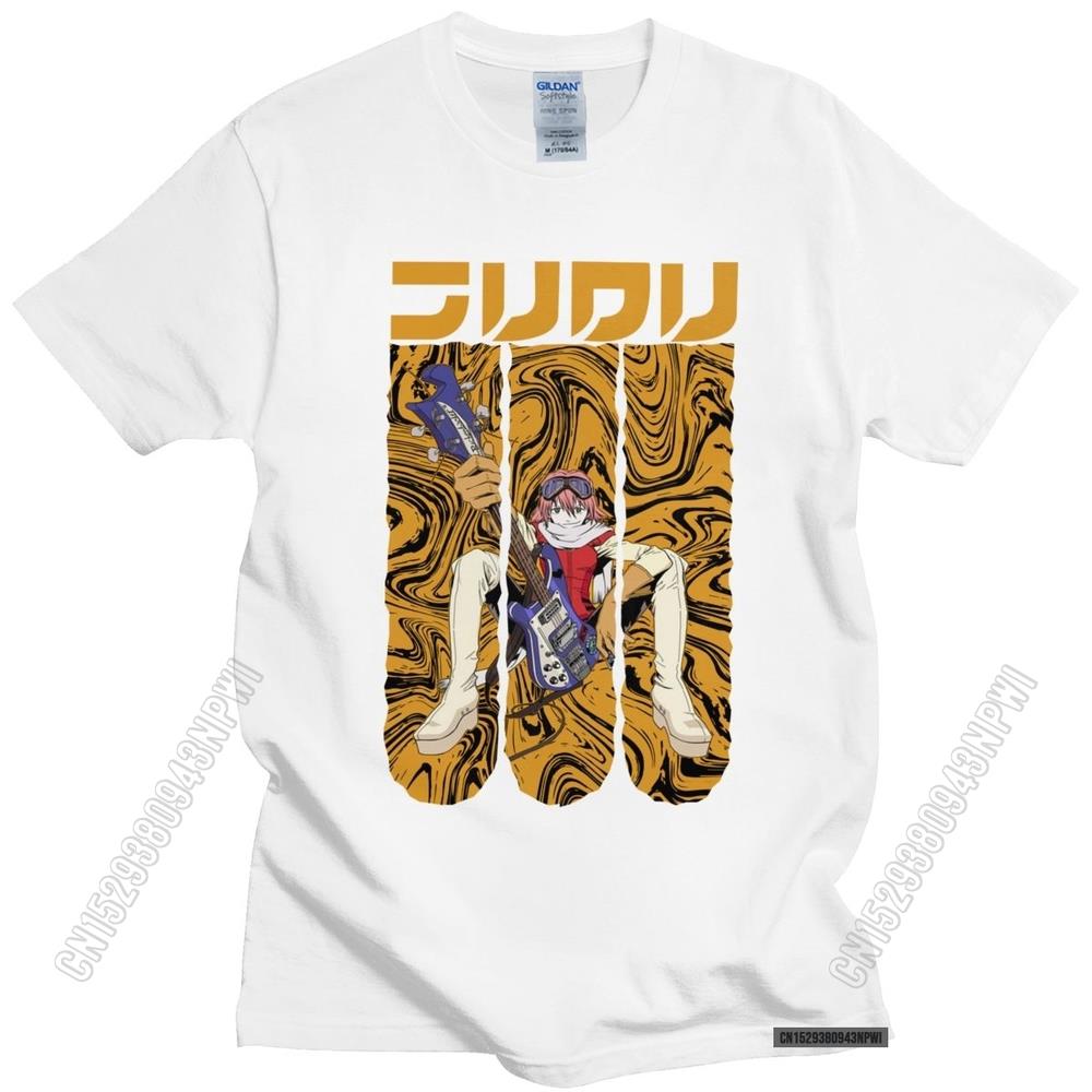 Уникальная футболка FLCL Fooly Cooly Мужская Мода Повседневная Аниме Манга Харуко Харухана Футболка Свободный крой Чистый хлопок Футболка Топ