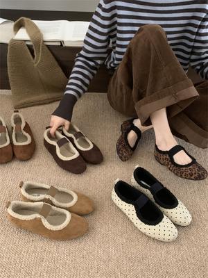 Французские ретро вечерние туфли Мэри Джейн бархатные теплые шапочки из овечьей шерсти одинарные туфли на плоской подошве коричневые пушистые туфли